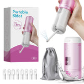 Vetance portable bidet front view in purple with 250ml tank for on-the-go cleansing.