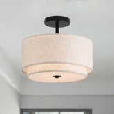 Vexagyle 12.6-inch flush mount light with drum shade for warm ambient illumination
