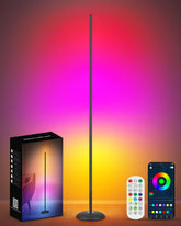 Vexinat corner lamp glowing in vivid RGB colors for ambient lighting.