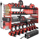 VeyFolzin.st large power tool organizer wall mount in red keeps drills and bits within reach.