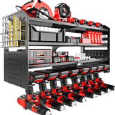 VeyFolzin.st power tool organizer front view with four-tier storage for quick access.