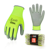 Vgo gloves front view in yellow with PU dipping for durable grip