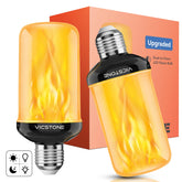 Vicstone Dusk-to-Dawn flame bulb in lantern, delivering warm ambient glow