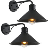 VICTOGATE two-pack outdoor wall light front view with matte black finish for porch illumination