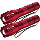 Victoper LED flashlight 2-pack red, ideal for outdoor adventures and emergencies.