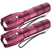 Victoper LED Flashlight 2 Pack pink front view for reliable night visibility.