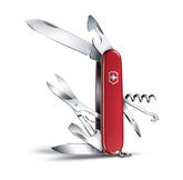 Victorinox Swiss Army Climber knife front view in red, compact multitool for everyday carry.