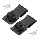 VIDYSUFYR keyed hasp lock in black brushed steel secures doors and cabinets.