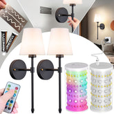 Vimhou stick-on wall sconce pair illuminates a wall with adhesive mounting for renters