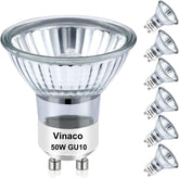 Vinaco GU10 halogen bulb with glass cover improves track lighting ambience.