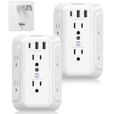VINTAR 2-to-3 prong outlet adapter with six spaced outlets for non-grounded walls.