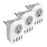 VINTAR 6-in-1 EU travel adapter front view with US outlets for on-the-go charging