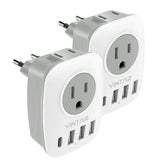 VINTAR 2-pack EU travel plug adapter compact front view for easy packing