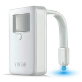 VINTAR 16-color motion sensor toilet light, front view, for safe nighttime visibility.