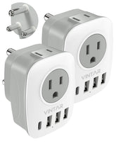VINTAR Type M travel adapter showing two US outlets for convenient charging