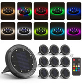 VIODAIM color-changing solar ground light with remote 33ft for elegant pathways.