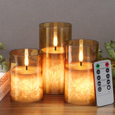 VIODAIM ice crystal real wax glass candle with remote for easy ambiance control