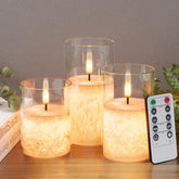 VIODAIM ice crystal glass candle with remote for ambient lighting.