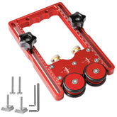 Violetfox featherboard on a table saw showing anti-kickback bearing for safer control.