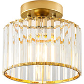 Violoemi crystal gold semi flush mount with crystal edges for elegant hallway lighting