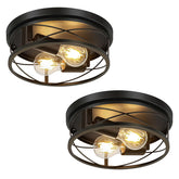 VIOLOEMI farmhouse black round ceiling lamp creates warm, inviting ambiance.