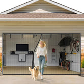 VIOMORL garage door screen 2-car 16x7ft during assembly for easy entry and insect protection