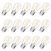 VISTERLITE shatterproof S14 bulb for outdoor dining with durable glow.