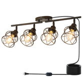 vivihobb dimmable 4-light plug-in ceiling light with sleek black metal and cage shade
