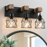 vivihobb farmhouse vanity light over mirror with three bulbs creates warm bathroom ambience