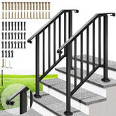 VIVOHOME two-pack 3-step galvanized hand rails with curved ends for sturdy outdoor stairs.
