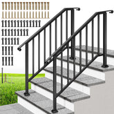 VIVOHOME 2-pack 4-step rail with curved ends provides sturdy outdoor staircase support.