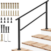 VIVOSUN outdoor handrail for 4-step stairs with sturdy iron construction.