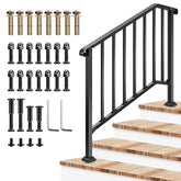 VIVOSUN outdoor handrail for four-step stairs provides stable support.