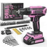 VIWKO pink cordless drill in hand with ergonomic grip ideal for DIY tasks.