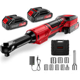 Vkdemer 3/8 cordless ratchet with extended neck reaching tight spaces for automotive and DIY tasks