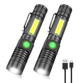 Vnina Rechargeable Tactical Flashlight with magnet attachment for hands-free use.