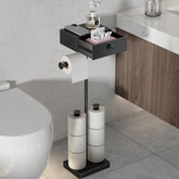VOLDRA toilet paper holder stand with shelf keeps phone within reach.