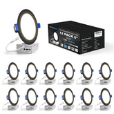 VOLISUN 12-pack 6-inch recessed light closeup shows slim wafer design for retrofit and efficiency.