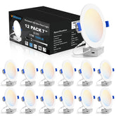 VOLISUN 12-pack 7-inch recessed light box highlights quick install in new or retrofit ceilings.