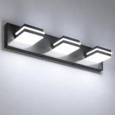 VOLISUN 3-light vanity fixture in matte black over mirror for precise makeup lighting