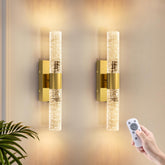 VOLISUN battery-operated gold wall sconces set of two, ideal for ambient living room lighting.
