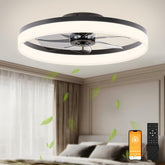 VOLISUN bladeless ceiling fan with light and remote in black, ideal for modern bedrooms