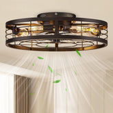 VOLISUN caged ceiling fan with light; remote-ready design enhances living spaces.