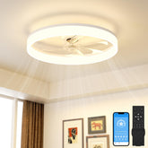 VOLISUN low-profile fan with light and remote for space-saving ceiling installation.