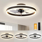 VOLISUN low-profile fandelier with LED light, front view, ideal for modern bedrooms.