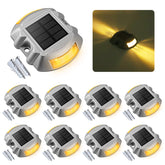VOLISUN solar dock light warm white 8-pack brightens pathways at night.