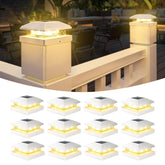 VOLISUN solar post cap light on a 4x4 wood post delivers warm deck illumination