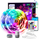VOLIVO LED strip lights 100ft layout for expansive room ambience.