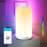 VOLIVO Smart Touch bedside lamp on table with easy touch control for cozy lighting