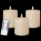 Volnyus flameless candles set of 3 with flat-top ivory finish for elegant decor